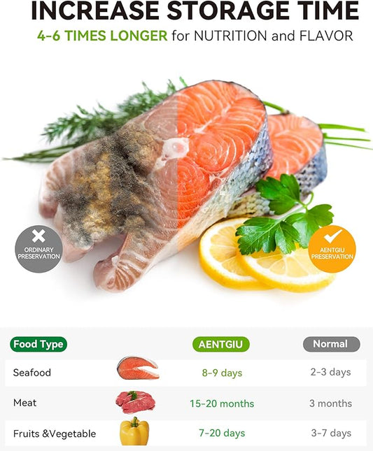 AENTGIU 300-Count Food Vacuum Sealer Bags 8 x 12 inch, Thick BPA Free Sous Vide Bags Compatible with All Vac Machines, Food Saver, Seal a Meal, Commercial Grade Quart Precut Meal Prep Storage Bags