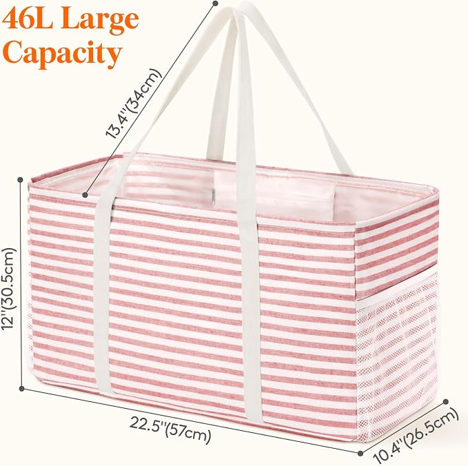 Lifewit Extra Large Tote Bag, Reusable Grocery Bags with Metal Wire Frame and Handles