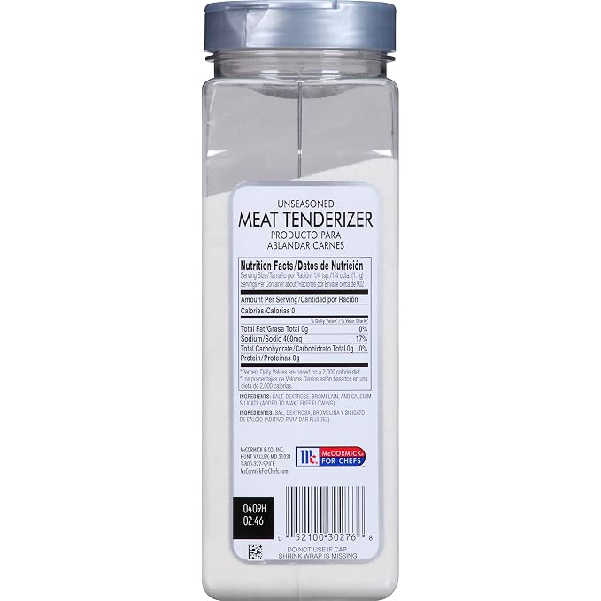 McCormick Culinary Unseasoned Meat Tenderizer, 35 oz - One 35 Ounce Container of Meat Tenderizer Seasoning, Perfect for Fall-off-the-Bone Meat