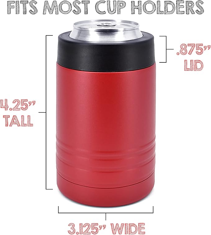 4-in-1 Stainless Steel 12 oz Double Wall Vacuum Insulated Can or Bottle Cooler Keeps Beverage Cold for Hours - Also Fits 16 oz Cans - Powder Coated Maroon - Clear Water Home Goods
