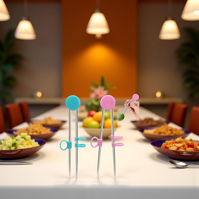 2Pairs Chopsticks Training Sailor Moon Chopsticks Reusable Metal Training Stainless Steel Learning Chopstick Helper for Adults Flatware