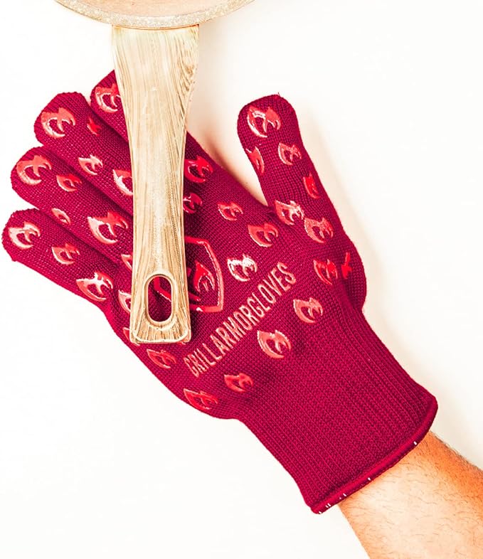 Grill Armor Oven Gloves with Fingers – 932°F Heat, Fire & Cut Resistant Mitts for BBQ, Grill, Cooking, Grilling, Baking, Smoker & Fire Pit