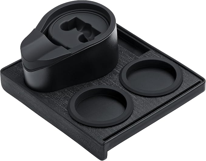 Normcore Espresso Tamping Station, 51mm 54mm Compact Tamping Station, Barista Corner Tamping Mat With Portafilter Stand, Coffee Tamper Holder Pad, Black