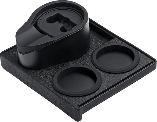 Normcore Espresso Tamping Station, 51mm 54mm Compact Tamping Station, Barista Corner Tamping Mat With Portafilter Stand, Coffee Tamper Holder Pad, Black