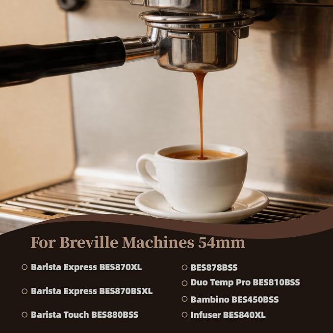 54mm Bottomless Portafilter, 3 Ears Espresso Portafilter with 18-20g Basket fit Breville Bambino Barista BES870XL, BES450BSS, BES876BSS, BES880BSS, 878BSS, 500BSS, 840XL Express Machines (Black)