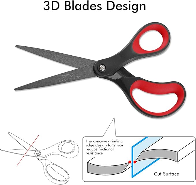 LIVINGO Scissors All Purpose Heavy Duty 8" Office Titanium Non Stick 2 Pack | Sharp Stainless Steel Blade, Comfort Grip Handle, DIY Craft, Paper Fabric Cutting, Home School Supplies