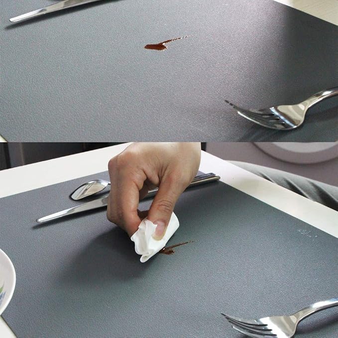 ME.FAN Silicone Placemats [17.7''x12.6''] Heat-Resistant Thicken Non-Slip Tablemats Non-Skid Table Mats Set of 4 (Black)