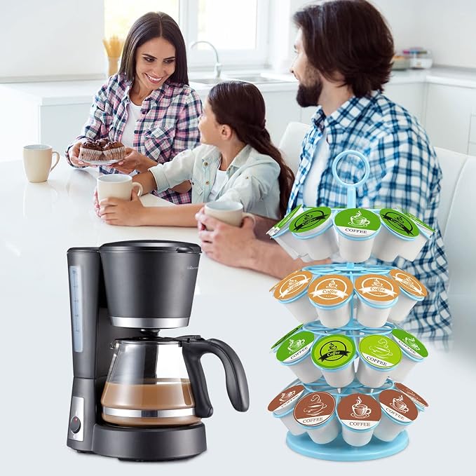 KIMIUP Coffee Pod Holder, Coffee Pod Storage Compatible with K-Cups(36 Pods), Kitchen Detachable Coffee Station Organizer, Spins 360-Degrees(Light Blue)