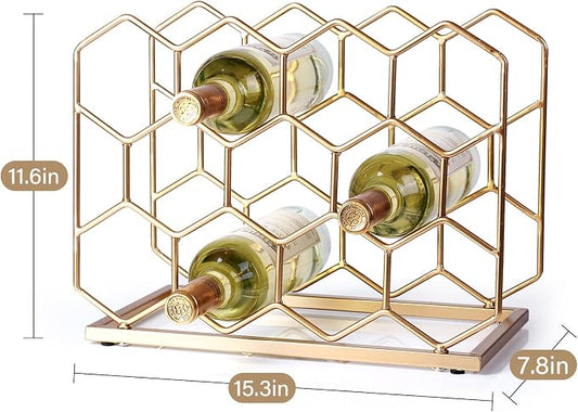 14 Bottle Countertop Wine Rack - Freestanding Modern Gold Metal Wine Rack - Tabletop Wine Holder Stand for Cabinet, Pantry, Wine Bottle Storage……