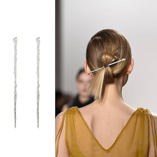 2PCS Alloy Hair Chopsticks Bun Chopsticks Hair Jewelry Abstract Minimalist Hair Chopsticks for Long Thick Hair