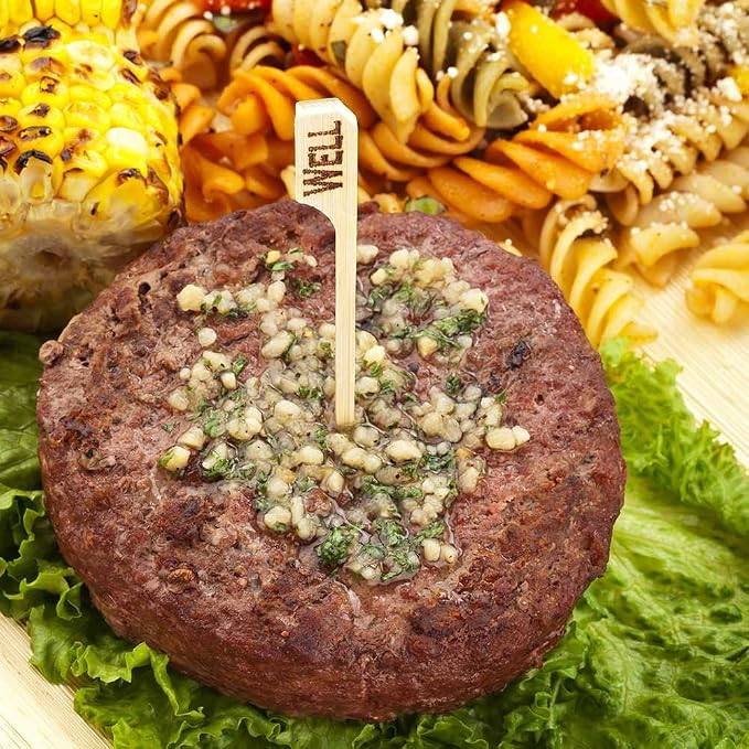 Restaurantware RW Smart 4 Inch Well Steak Markers 1000 Disposable Meat Marker Sticks - With Well Embossing Paddle Design Bamboo Steak Temperature Markers For Barbeques Parties Or Buffets