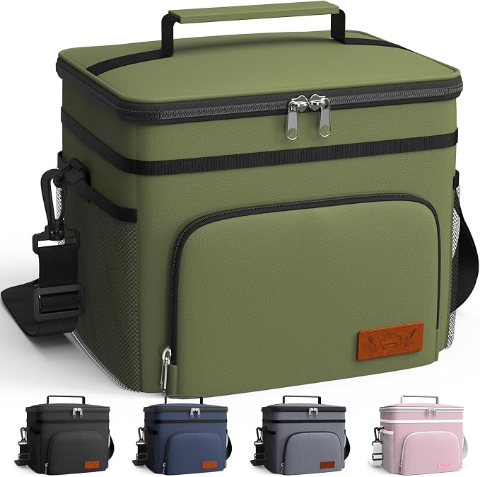 HOTOR Insulated Lunch Box Men Women Leak-Proof Cooler Lunch Bag 9L | 4 Pockets, Adjustable Strap, Ideal for Work, Picnic, Travel, Camping, Gift