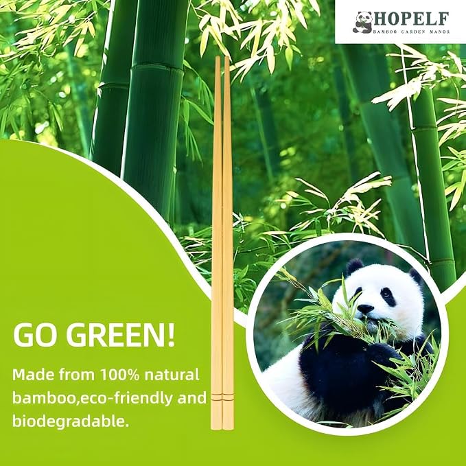 9.5 Inch X 10 Pairs Chopsticks,Reusable,Simplea and Minimalistic Design,More Size Choices 7"/9.5"/12"
