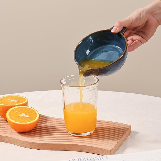 Ceramic Citrus Lemon Orange Juicer Manual Squeezer, Hand Juicer Reamer | Rotation Press with Strainer Lid, Spout, Handle, Dishwasher Safe, Easy to Clean