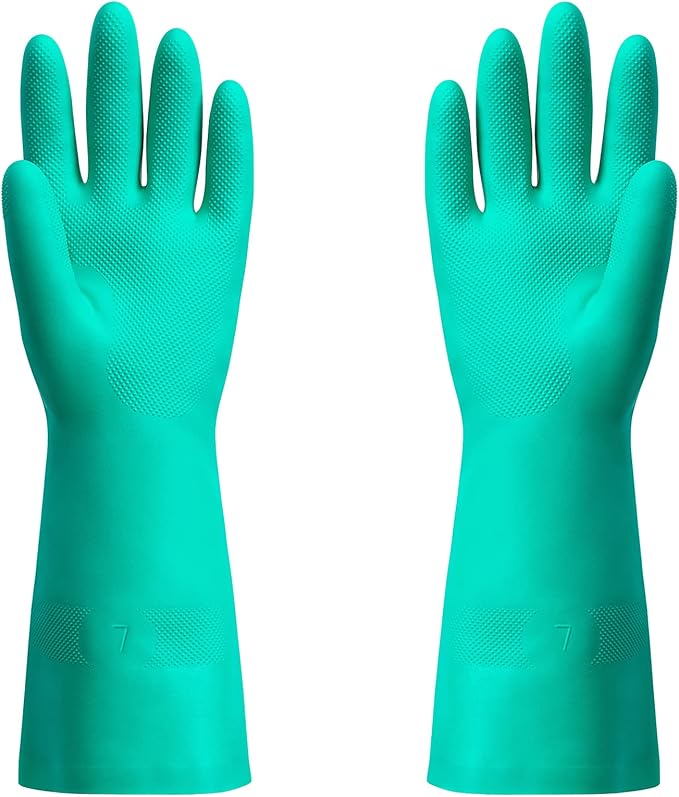 ThxToms Chemical Resistant Nitrile Gloves, Resist Household Acid, Alkali, Solvent and Oil, Latex Rubber Free, 1 Pair Small