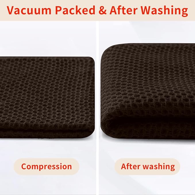 Homaxy 100% Cotton Waffle Weave Kitchen Towels, 5-Pack, Dark Brown | 13 x 28 Inches, Ultra Soft Absorbent Dish Towels, Quick Drying Cleaning Towels