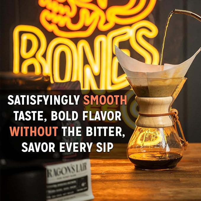 Bones Coffee Company What the Fluff?! Berry Cotton Candy Flavored Coffee, Medium Roast Low Acid Arabica Beans Compatible with Auto drip and French Press Coffee Maker, 12 Oz Whole Bean