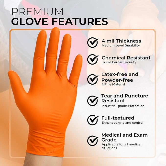 ASAP Nitrile Gloves Disposable Latex Free - 4 Mil Powder Free, Food Safe, Kitchen & Medical - Cleaning & Tattoo Supplies