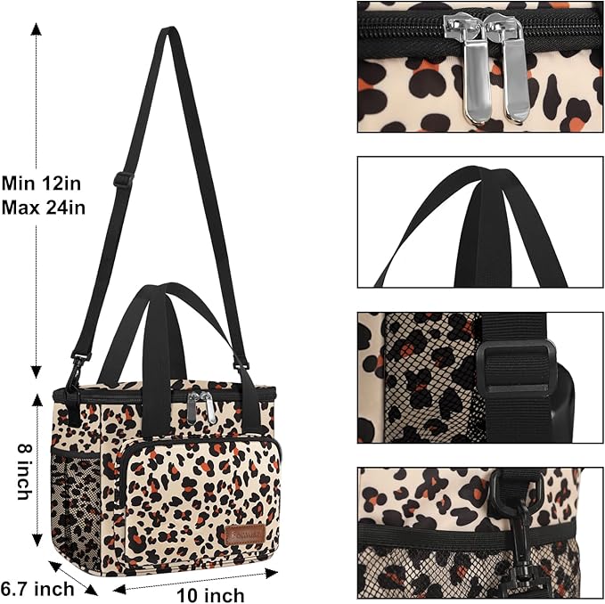 Lunch Bags for Women/Men, Insulated Lunch Bag for Work Office Picnic - Lunch Cooler Bag Leakproof Lunch Box with Adjustable Shoulder Strap - Leopard Print