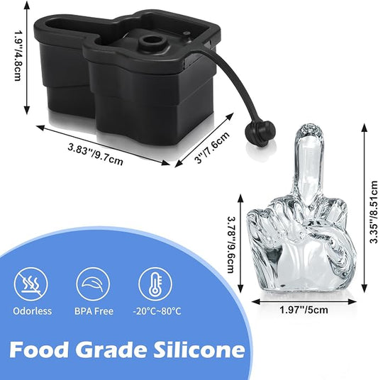Middle Finger Ice Cube Mold – Large Reusable Silicone Tray for Easy-Remove Fun Shapes, Prank Gag Gift for Whiskey, Cocktails & Party Drinks, Bar & Kitchen Essential (Black, 1Pack)