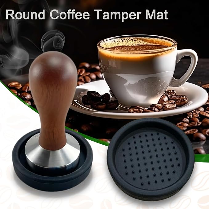 HOMEE 4.8 Inch Espresso Coffee Knock Box with Silicone Round Tamper Mat | Detachable Metal Knock Rod,Non-Slip Base,Easy to Clean,Barista Style Knock Box Suitable for Home Kitchen & Small Coffee Bar