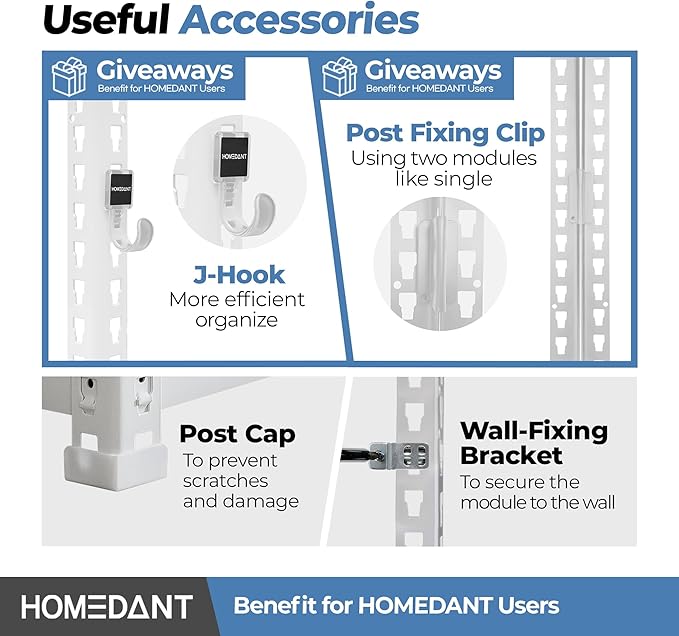 HOMEDANT 5 Tier Laminated White Boltless Metal Shelving Unit Adjustable Garage Storage Utility Rack Heavy Duty Shelves Organization Shelf Warehouse Pantry 28" W x 12.3" D x 59.5" H 10Pack