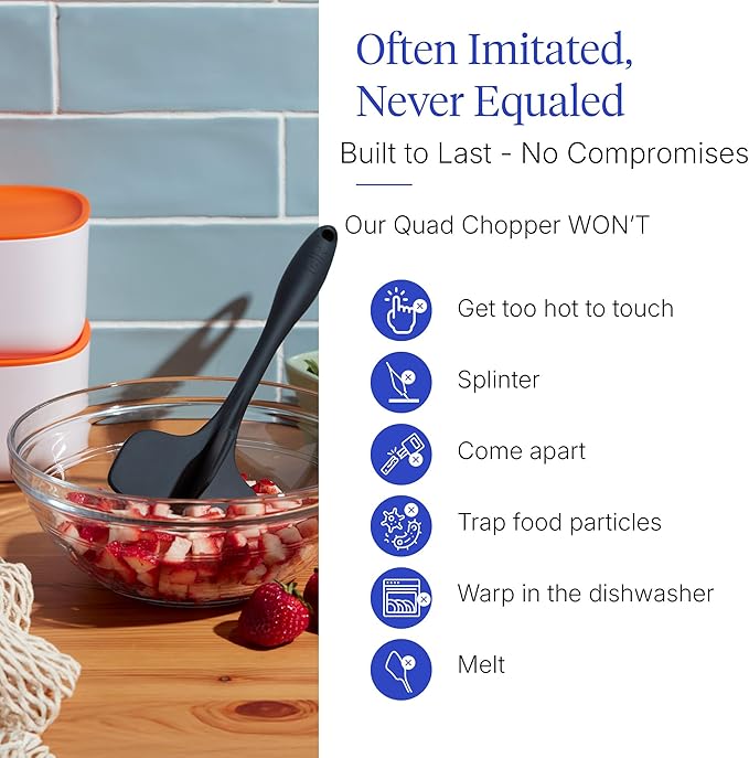 GIR: Get It Right Premium Silicone Quad Meat Chopper with 4 Blade Design - Kitchen Tools Meat Smasher for Ground beef, Potato Mash and Hamburger - Ultimate - 12 IN, Black