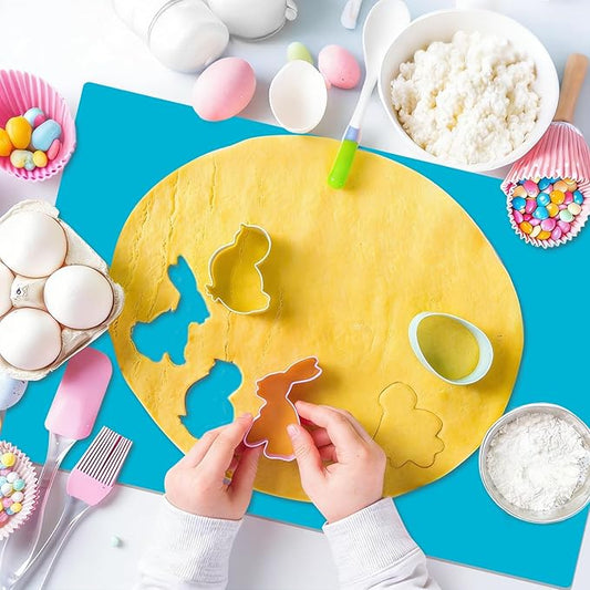 Extra Large Silicone Craft Mat for Kids, Large Silicone Sheet for Crafts, Kitchen Non-Stick Baking Mat, Heat Resistant Countertop Mat, Waterproof Placemat, Multipurpose Mat, Blue (23.62x15.75 inches)