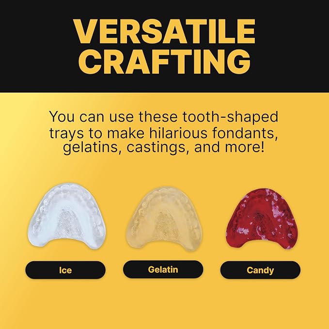 Fairly Odd Novelties FON-10014 Smile Teeth Denture Shaped ICE Tray Mold Perfect Gag or White Elephant Gift for Dentists or Seniors makes 4 Cubes One Size Pink (Pack of 2)