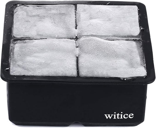 Silicone Ice Cube Trays Large for Whisky(2.5-Inches) - Whiskey Ice Cube Mold, With Easy Release Ice Cubes for Whiskey and For Cocktail,Food Grade (Black 1 Tray)