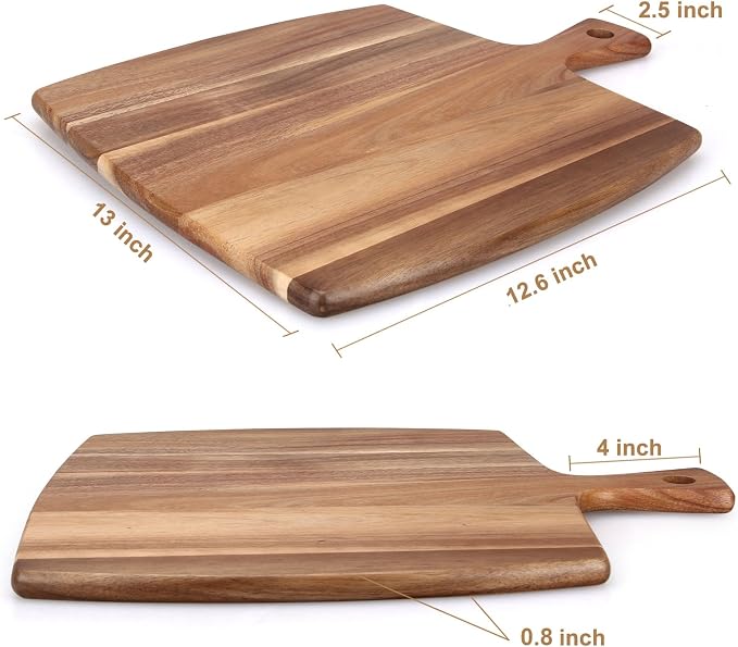Large Wooden Charcuterie Board Acacia Chopping Cutting Boards for Kitchen | Serving Cheese Boards Decorative Big Wood Cutting Board With Handle Butcher Block Food Bread Boards Meat and Cheese Tray