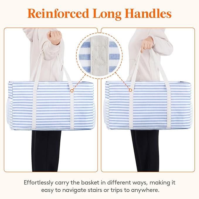 Lifewit Extra Large Tote Bag, Reusable Grocery Bags with Metal Wire Frame and Handles