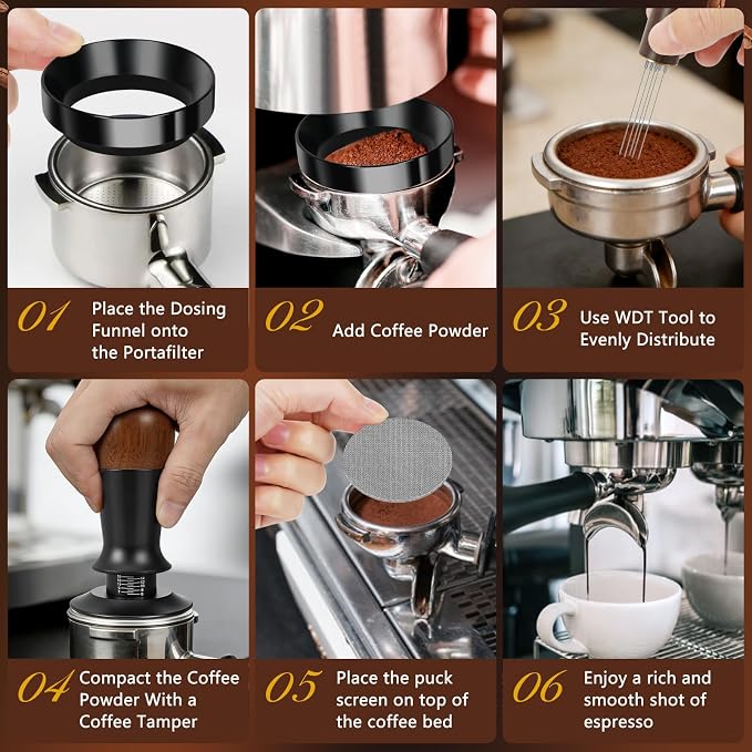 Y-Step 51mm Espresso Accessories Kit, 25 PCS Espresso Tamper Kit Coffee Tamper Set, with 51mm Espresso Tamper, Puck Screen and Dosing Funnel, WDT Tool, Latte Art Kit, Espresso Tools for Barista