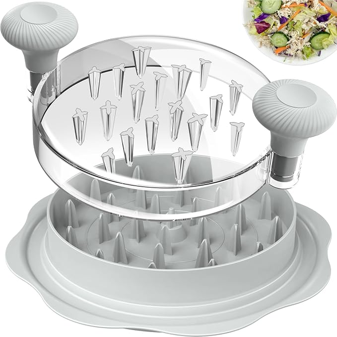 Ukeetap 10" Pro Chicken Shredder Tool Twist Large for Kitchen, Gray | BPA-Free Food-Safe Meat Grinder, Visible Chicken Breast Meat Shredder with Strong Anti-Slip Bottom & Ergonomic Handle