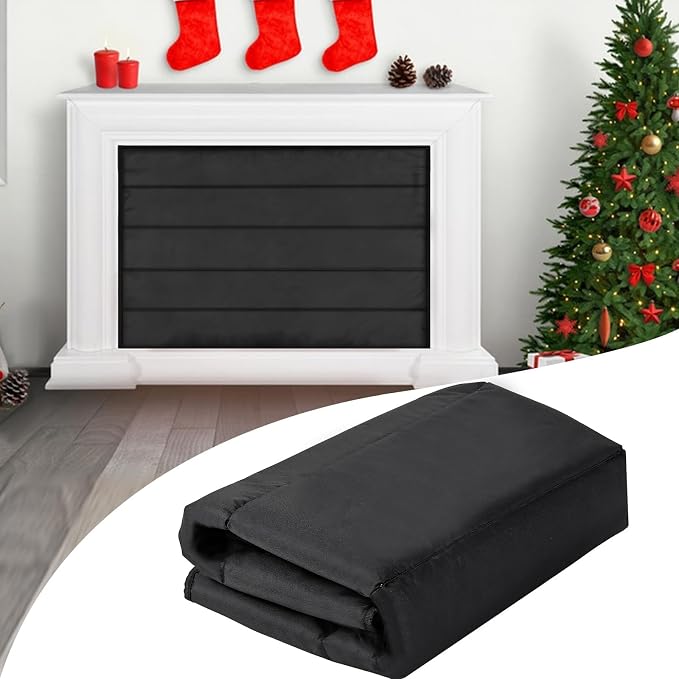 Magnetic Fireplace Blanket for Heat Loss Indoor Fireplace Covers Keep Drafts Out Stops Heat Loss Fireplace Draft Stopper with Built-in 12 Strong Magnet for Iron Fireplace Frame Fireplace Screen 42x32
