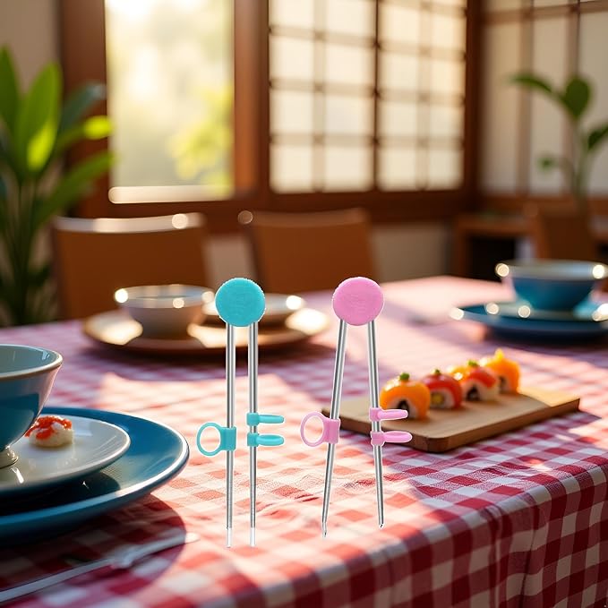 2Pairs Chopsticks Training Sailor Moon Chopsticks Reusable Metal Training Stainless Steel Learning Chopstick Helper for Adults Flatware