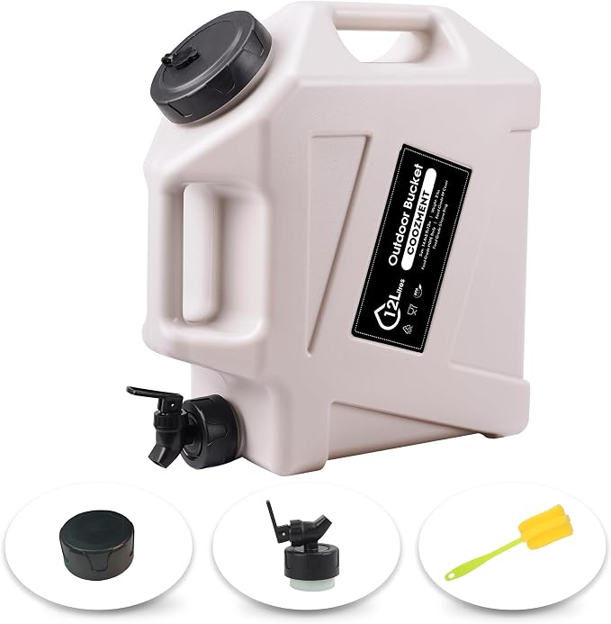 COOZMENT 3.2 Gallon/5 Gallon Water Containers with Spigot, BPA Free Water Jug, Military Green Water Tank, Multifunction Water Storage Containers for Camping Outdoor Hiking,Emergency Storage