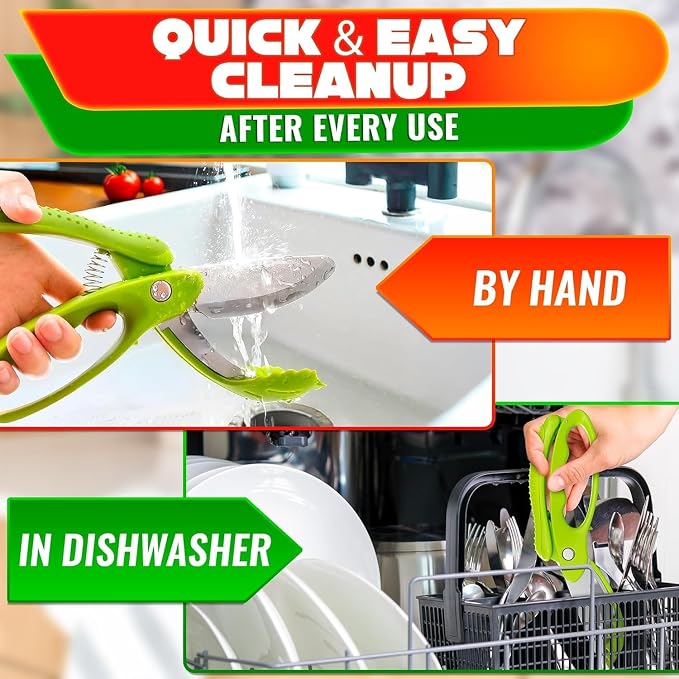 Salad Scissors for Chopped Salad, Two-Blade, Spring-Loaded System | 8.9" Salad Chopper Scissors for Fast Double Cutting; Chops Lettuce, Veggies, and Fruits; Non-Slip Handle; Anti-Slash Head