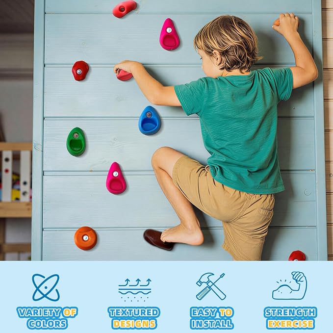 20 PCS Rock Climbing Wall for Kids,Rock Wall Climbing Holds,Adults Climbing Wall Grip Kits Holds Up to 230 lbs for Outdoor Indoor Home Playground Climbing Wall Holds