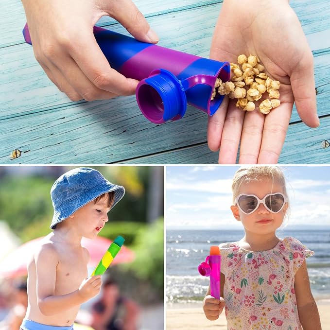 Ozera 6 Pack Silicone Popsicles Molds, Multicolor Baby Popsicle Ice Pop Molds, Reusable DIY Frozen Popsicles Maker for Kids with Lid