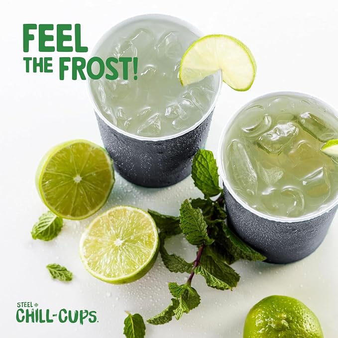 Steel Chill Cups 16 oz. Durable & Reusable Party Cups, Gray, 12 Count