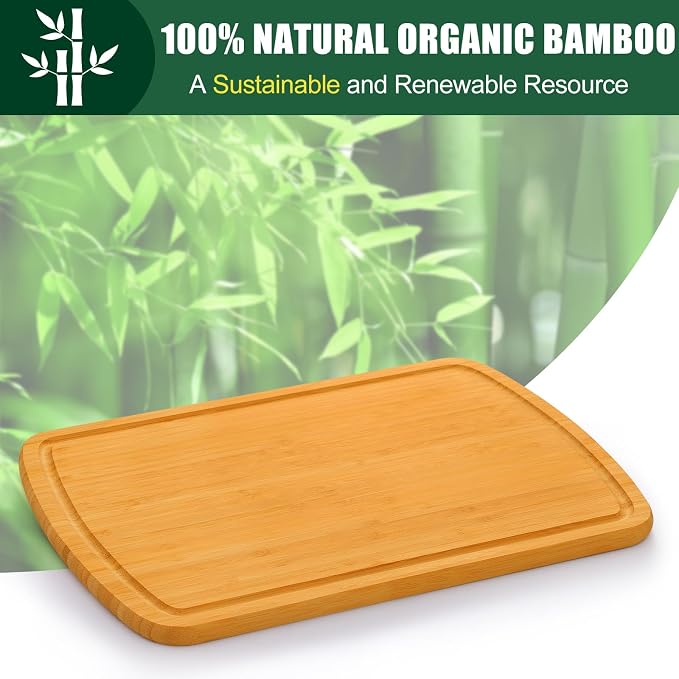 Homaxy Extra Large Bamboo Cutting Boards for Kitchen, 18x12.5" | XL Cutting Board with Juice Groove, Butcher Block Wooden Chopping Board for Kitchen, Meat, Fruit & Vegetables, Pre Oiled