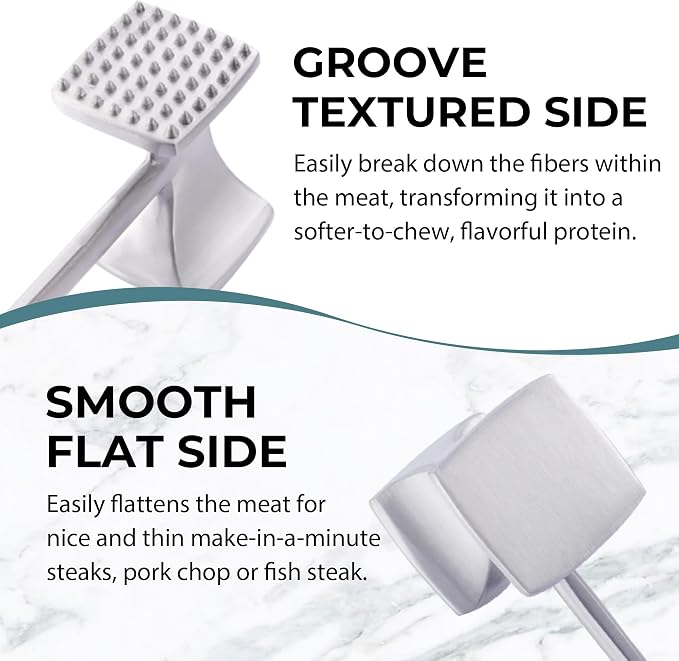 KITEXPERT Meat Tenderizer Hammer with Comfortable-Grip Handle, Dual-side Mallet for Kitchen, Heavy Duty Pounder For Tenderizing Steak, Beef and Fish, Mint Green