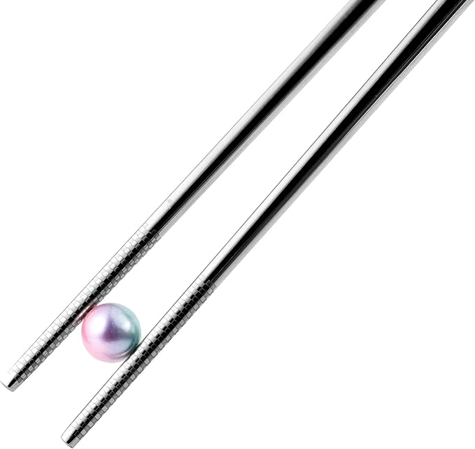 Metal Chopsticks ,Stainless Steel Non-Slip Design Chopsticks Reusable Dishwasher Safe Chop Sticks Laser Engraved Dragon Pattern 5 Pairs Gift Set