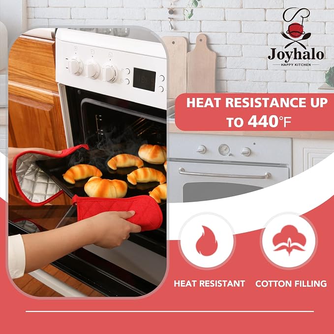 Joyhalo 6 Pack Pot Holders for Kitchen Clearance | Cotton Oven Holder with Great Heat Resistance, Potholders Sets for Kitchen, Countertops, Hot Pots and Pans, Red