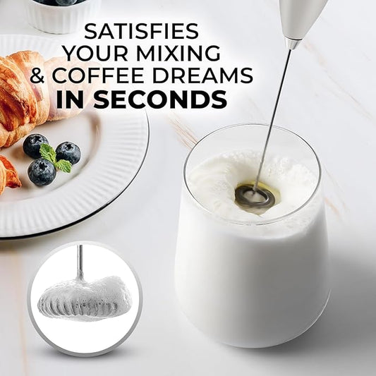 Zulay Powerful Milk Frother for Coffee with Upgraded Titanium Motor - Handheld Electric Whisk, Milk Foamer, Mini Mixer & Coffee Blender for Frappe, Latte, Matcha, No Stand - Silver