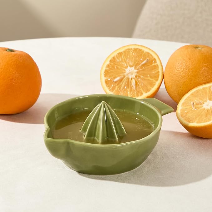 Ceramic Lemon Juicer Reamer Manual Citrus Lime Hand Squeezer Bowl Handheld | with Handle and Pour Spout, Easy to Use and Clean, Dishwasher Safe