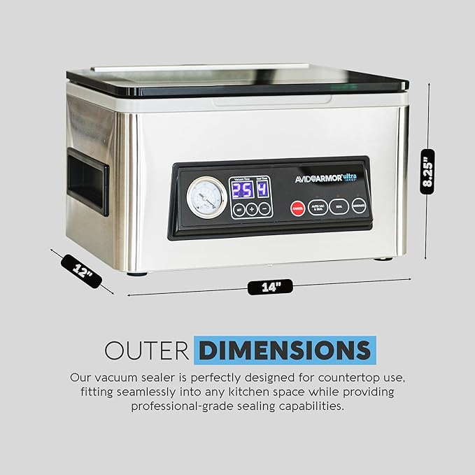 Avid Armor Chamber Vacuum Sealer Machine USV20 Ultra Series for Wet Foods, Meat Vacuum Packing Machine, Compact with 11.5-Inch Vaccum Sealer Bar