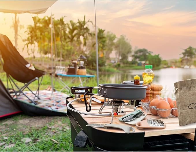 Kitchen Gadgets Set 6 Pieces, Outdoor Camping Glamping Essentials | Space Saving Cooking Tools, Stackable, For Travel Trailer Motorhome, Storage bag, Portable, Gifts for RV Owners