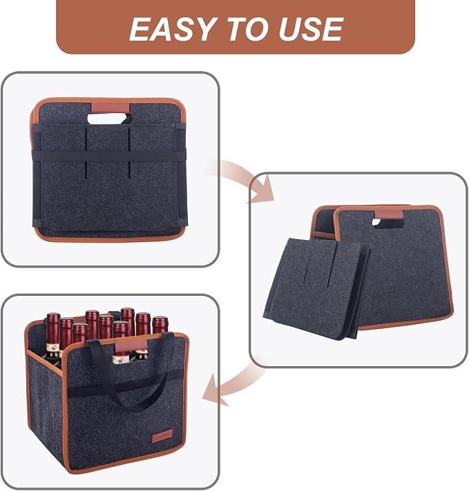 Foyego 9 Bottle Wine Tote Bag, Insulated Thermal Padded Wine Carrier Tote, Reusable Wine Bags for Travel, Camping and Picnic, Perfect Wine Lover Gift